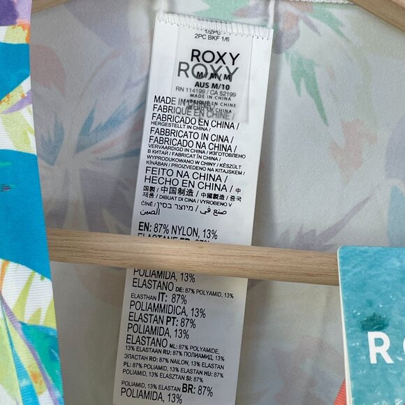 NEW Roxy Womens Medium Floral Long Sleeve Sea Skippin PT Lycra Top Rash Gaurd - Picture 3 of 8